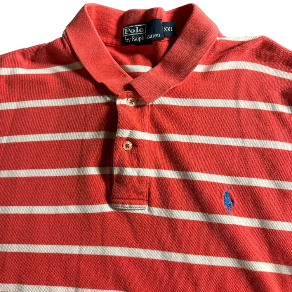 Polo Ralph Lauren men’s XXL coral/white striped‎ shirt